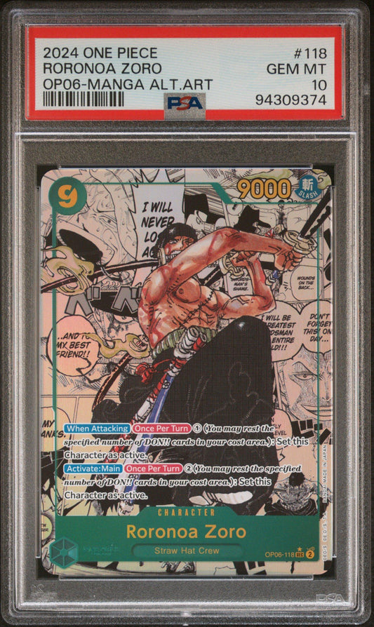 Roronoa Zoro Manga Rare PSA 10 (Collector Grade)